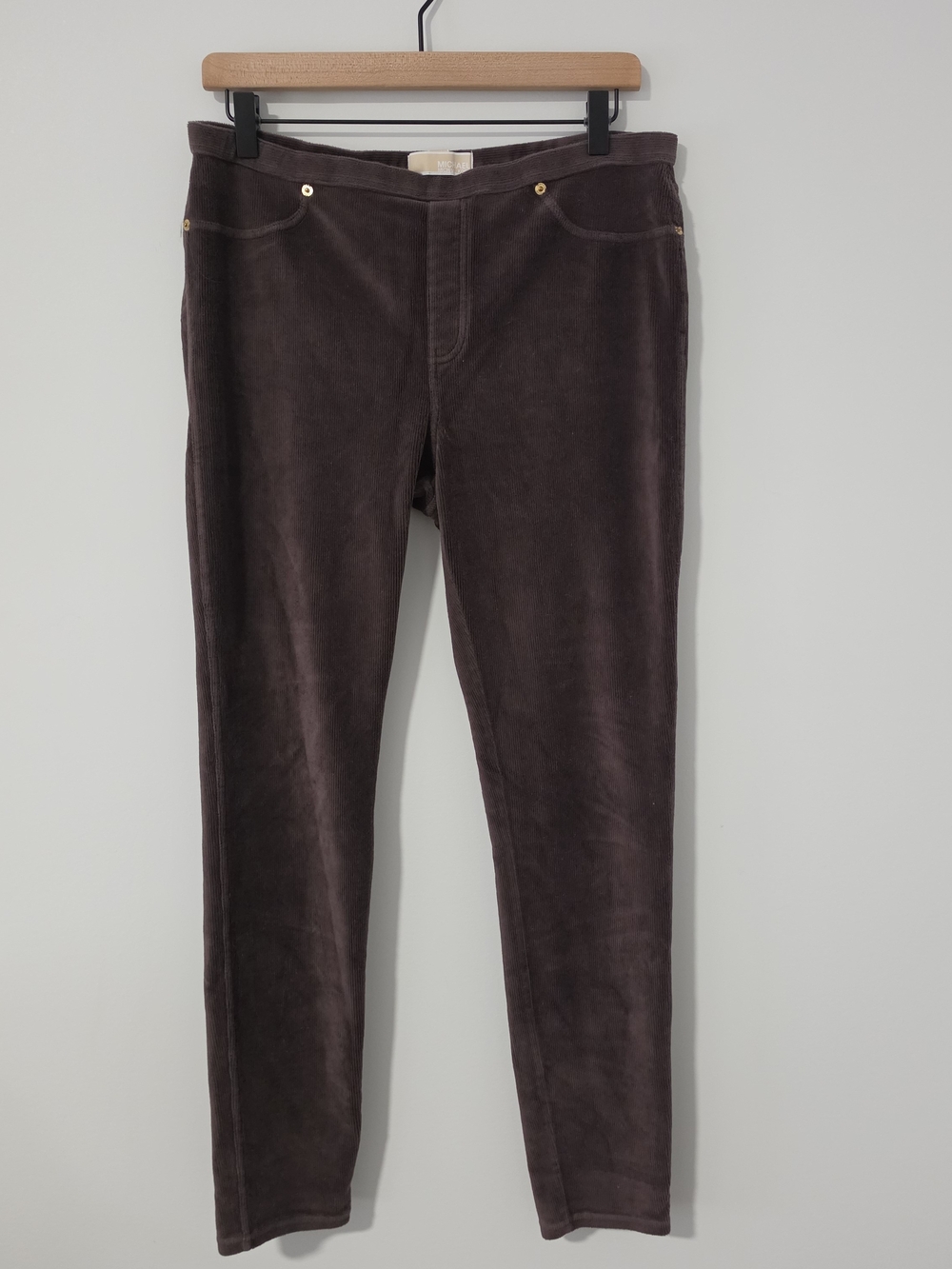 MICHAEL Michael Kors Brown Stretch Corduroy Pull-On Leggings Jeggings Large